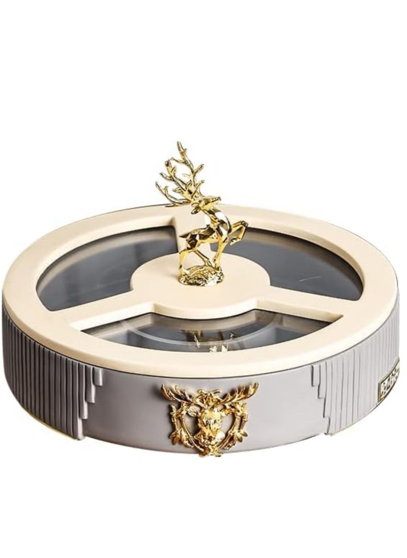 Elegant dried fruits/ nuts resin serving rotating tray ( The Golden Deer ) (Creamy/Dolphin grey)