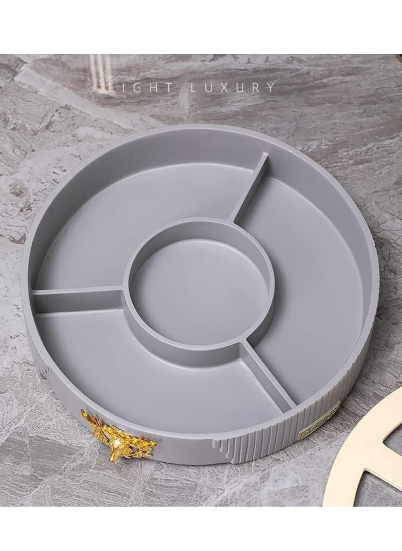 Elegant dried fruits/ nuts resin serving rotating tray ( The Golden Deer ) (Creamy/Dolphin grey)