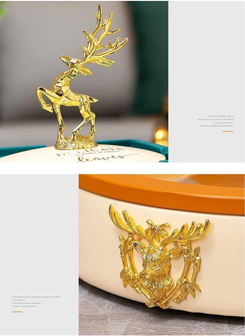 Elegant dried fruits/ nuts resin serving rotating tray ( The Golden Deer ) (Creamy/Dolphin grey)