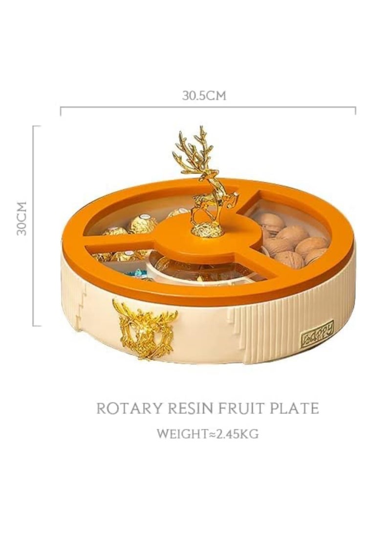 Elegant dried fruits/ nuts resin serving rotating tray ( The Golden Deer ) (Creamy/Dolphin grey)