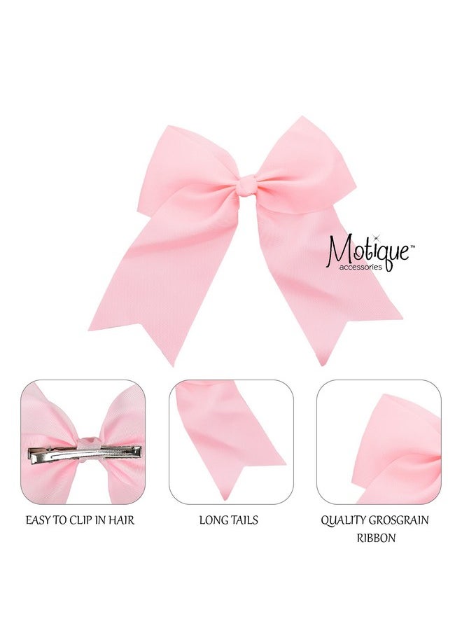 Light Pink Jumbo Bow Clip With Tails