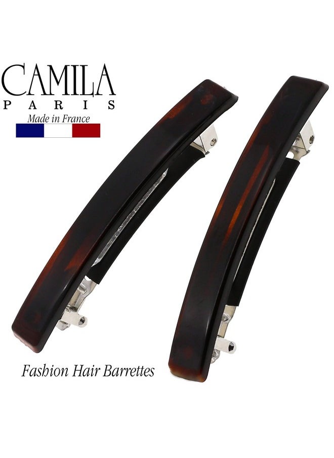 Paris Ad1/2 French Hair Barrette Clip For Girls, Set Of 2 Rubberized Metal Clasp Strong Hold Grip Hair Clips For Women, No Slip Durable Styling Girls Hair Accessories, Made In France