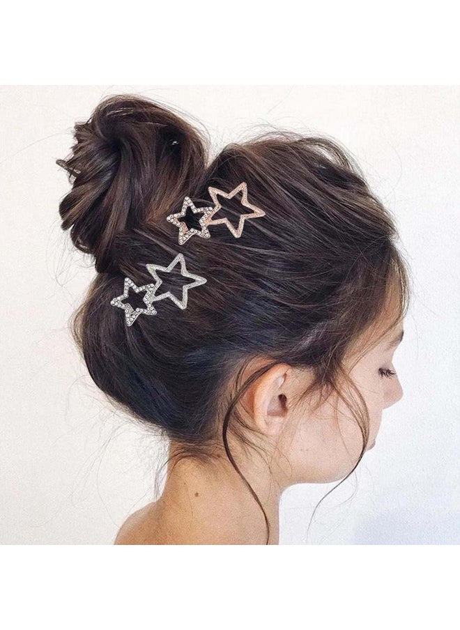 Star Hair Clips Gold Rhinestone Star Hair Barrettes Crystal Hair Pins Decorative Hair Accessories For Women And Girls (Pack Of 2)