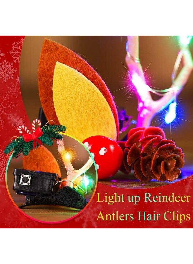 Led Light Christmas Hair Clips Reindeer Antlers Xmas Hairpins