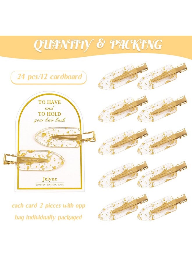 No Bend Hair Clips 24Pcs No Crease Hair Clip For Styling Gold Glitter Bridesmaid Hair Clips For Makeup Get Ready Hair Setting Clips For Bangs Bridesmaid Proposal Gifts(24 Pcs/12 Cards)