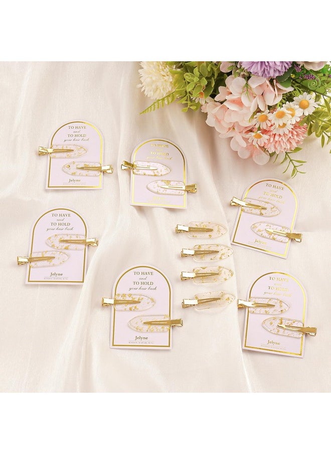 No Bend Hair Clips 24Pcs No Crease Hair Clip For Styling Gold Glitter Bridesmaid Hair Clips For Makeup Get Ready Hair Setting Clips For Bangs Bridesmaid Proposal Gifts(24 Pcs/12 Cards)