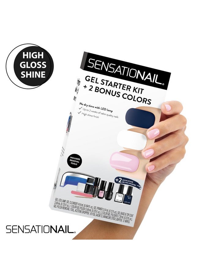 Complete Gel Nail Polish Starter Kit - Long-Lasting Salon Grade Manicure Kit With Uv Lamp - Includes Primer, Base & Top Coat, Cleanser, & More - Includes White, Black, & Pink Gel Polish