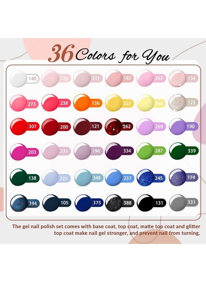 Gel Nail Polish Kit With U V Light 48W, 56 Pcs 108 Effect Gel Nail Kit Base Glitter Top Coat Gel Nail Polish Set Manicure Tools Gifts For Women