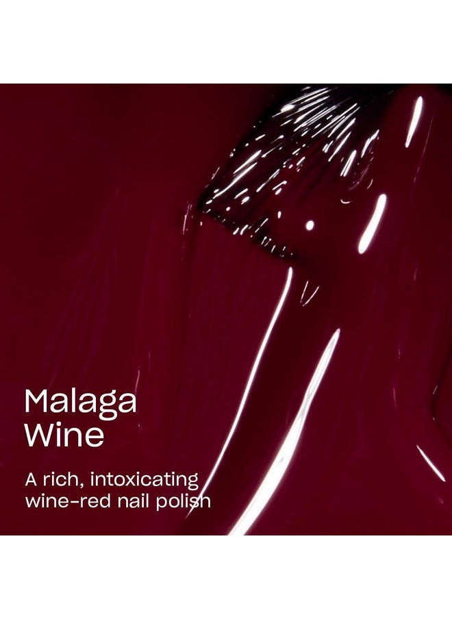 Nail Lacquer Malaga Wine | Opaque Dark Red Crème Chip Resistant Nail Polish | Vegan, Fast Drying, Streak Free