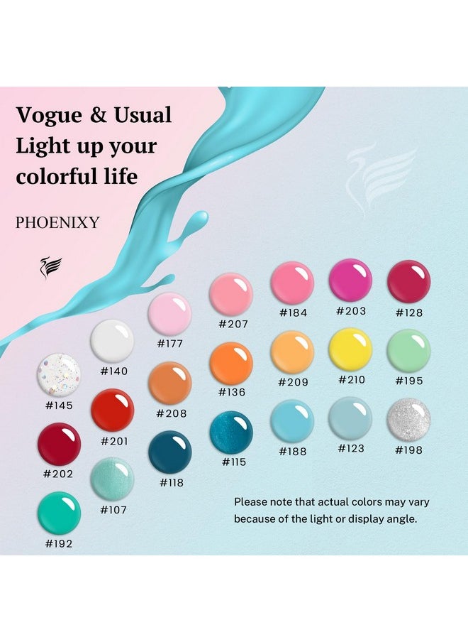 24 Pcs Gel Nail Polish Set, 21 Colors Soak Off Gel Nail Kit Nude Pink Red Blue Green Yellow Orange Nail Polish Set With Base Gloss Matte Top Coat Nail Kit Gifts For Women