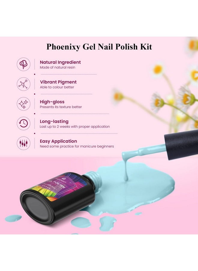 Gel Nail Polish Kit With U V Light, 18 Colors Soak Off Gel Nail Kit With 36W U V Led Nail Lamp Pink Red Brown Blue Green Nail Polish Set Manicure Starter Kit Gifts For Women