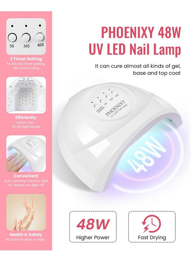 61 Pcs Gel Nail Polish Kit With U V Led Light, 40 Colors Gel Nail Polish Set With 48W U V Led Nail Lamp Manicure Starter Gel Nail Kit Base Top Coat Gifts For Women Ss9010