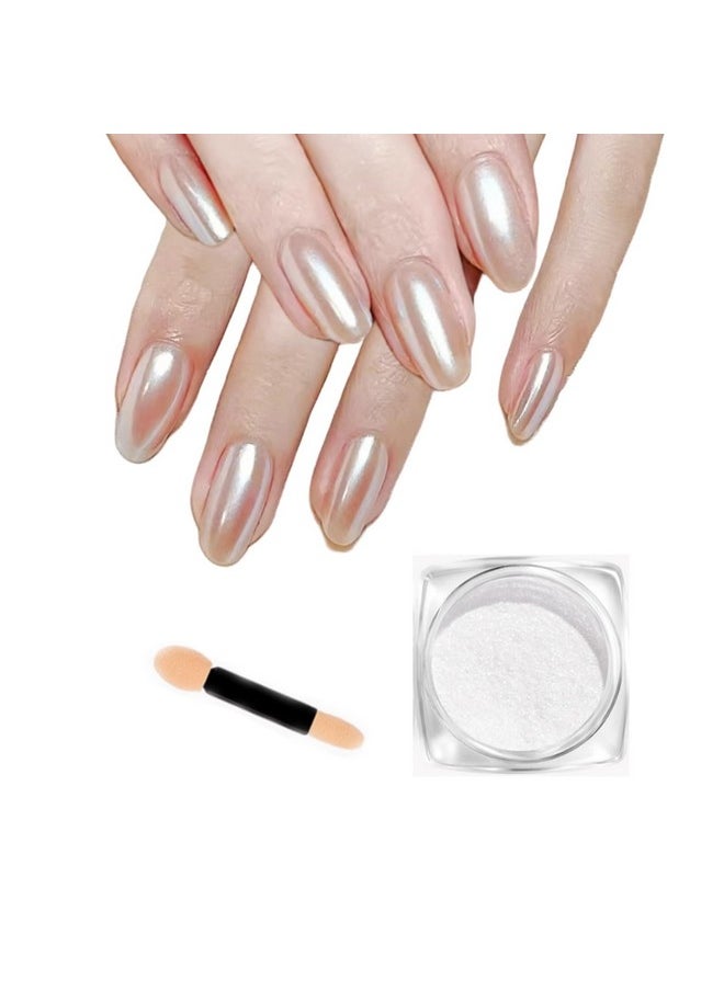 Pearl Chrome Nail Powder,White Chrome Nail Powder Clear Chrome Nail Powder For Nails Iridescent Pigment Powder For Nails(1Pc White)