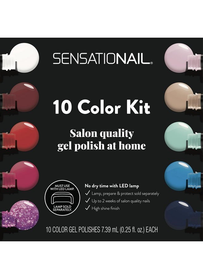 Gel Nail Polish Color Kit - 10 Most Popular Gel Nail Colors - High Shine, Durable & Fast-Curing - Lasts Up To 2 Weeks - 10 Piece Set