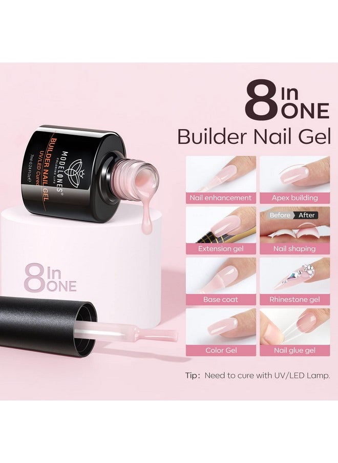 Builder Nail Gel Set, 6 Colors Gel Builder 8-In-One, Jelly Nude Pink Hard Gel Builder Nail Polish Nail Strengthener Extension Gel Led Nail Lamp Cured Color Base Nail Glue Gel In A Bottle