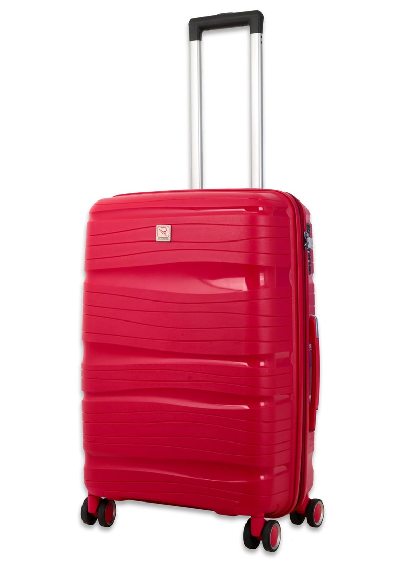 Re-flection 20 Inch ABS and Polycarbonate Carry-on Suitcase, Lightweight Hard Shell Line Series Travel Luggage Trolley with 36L Storage Capacity , 4 Spinner Wheels and TSA Lock, Red