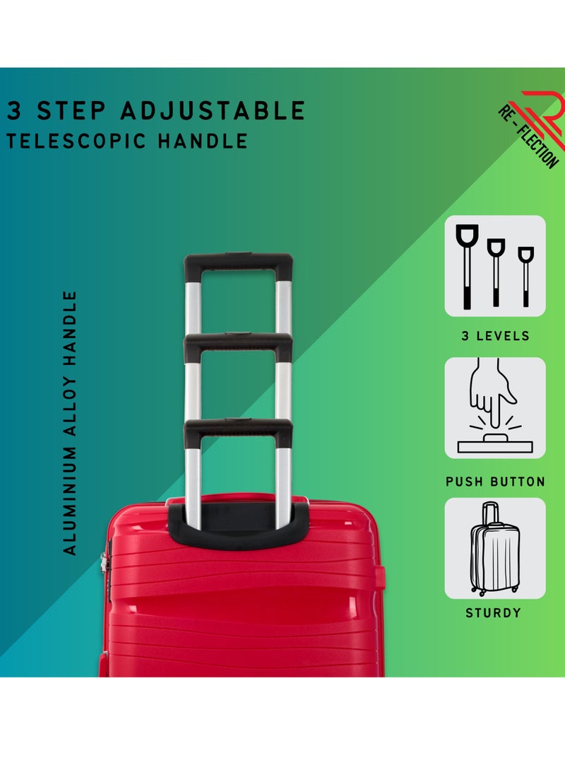 Re-flection 20 Inch ABS and Polycarbonate Carry-on Suitcase, Lightweight Hard Shell Line Series Travel Luggage Trolley with 36L Storage Capacity , 4 Spinner Wheels and TSA Lock, Red