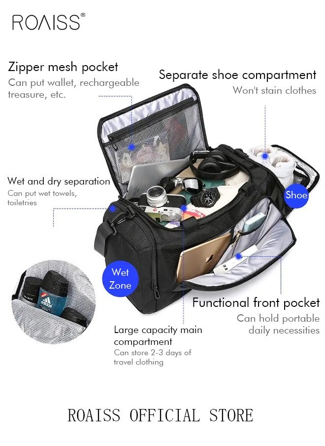 Large-Capacity Shoulder Bag Outdoor Sports Portable Fitness Bag Dry and Wet Separation with Independent Shoe Compartment Suitable for Short-Distance Travel