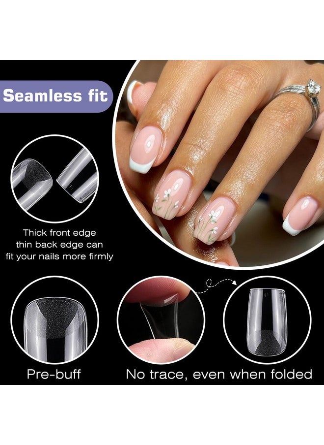 600Pc Short Square Nail Tips Fake Nails Press On Nails Clear Nail Tips Full Cover False Nail Artificial Fingernail, 12 Sizes Soft Gel X Nail Tips For Acrylic Nails Gel X Nail Extensions