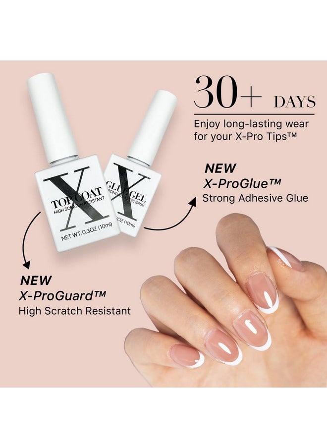 Cosmetics French Tip Press On Nails Brown Series, Xs Almond X-Pro Tips Starter Kit