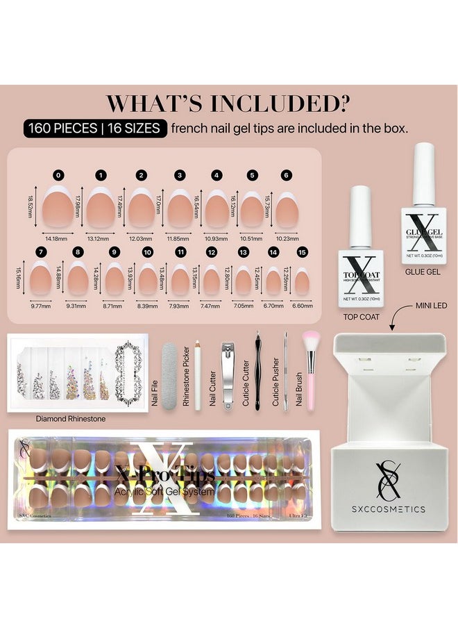 Cosmetics French Tip Press On Nails Brown Series, Xs Almond X-Pro Tips Starter Kit