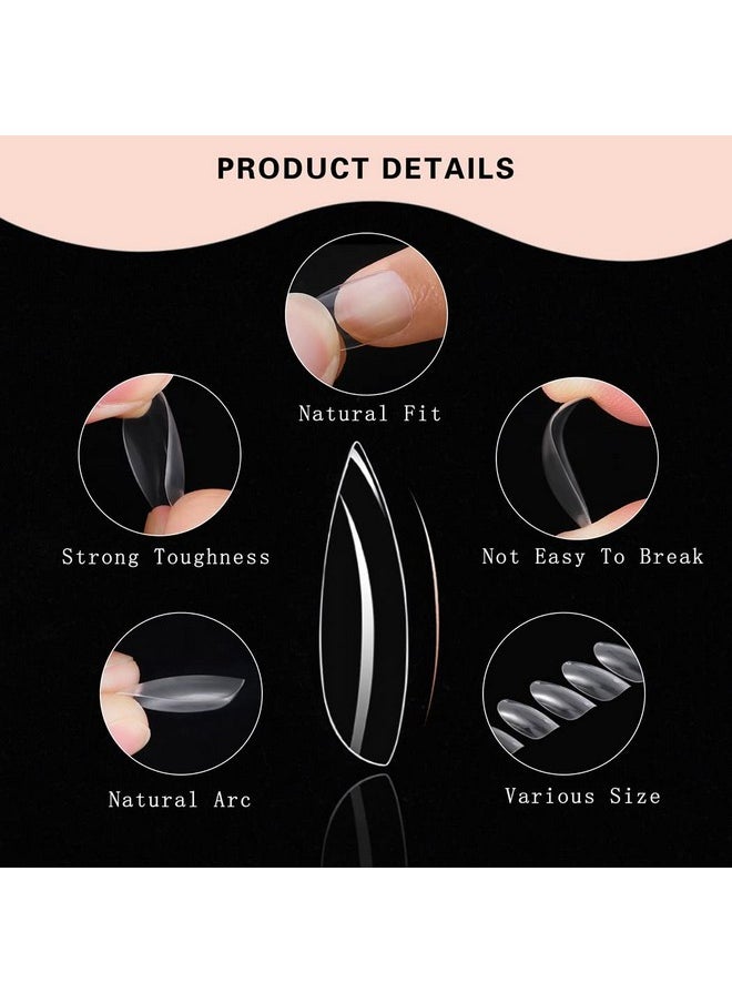 Short Oval False Nails 500Pcs 10Sizes Full Cover Acrylic Nail Tips For Art Nail Design (Clear)