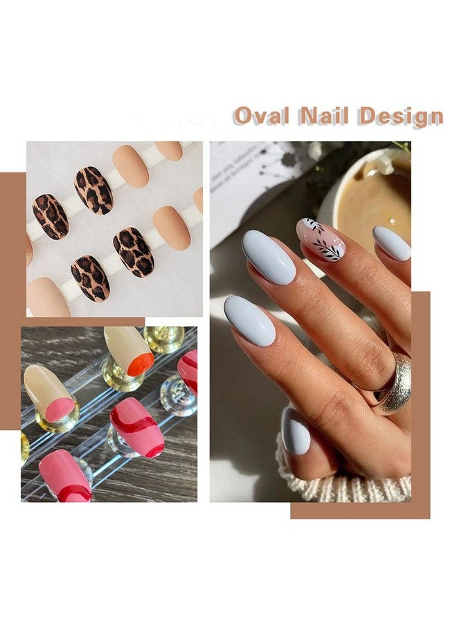 Short Oval False Nails 500Pcs 10Sizes Full Cover Acrylic Nail Tips For Art Nail Design (Clear)