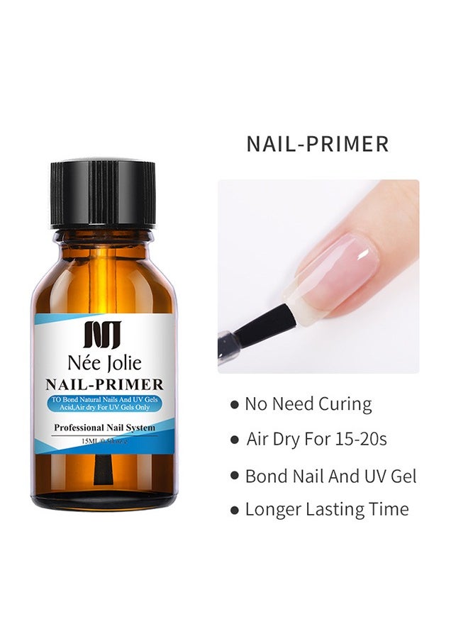 Nail Prep Dehydrator Acid-Free Nail-Primer Kit，Professional Natural Nail Prep Dehydrating and Acid Free Primer, Acrylic and Gel Nail Polish Dehydrator, Non-Acid Primer for UV Gels Quick Dry Premium Adhesive Set