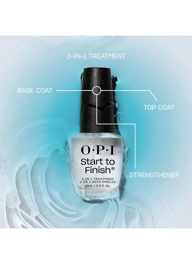 Start To Finish | 3-In-1 Nail Polish Treatment, Base Coat, Top Coat, Nail Strengthener | Vitamin A & E, Vegan Formula