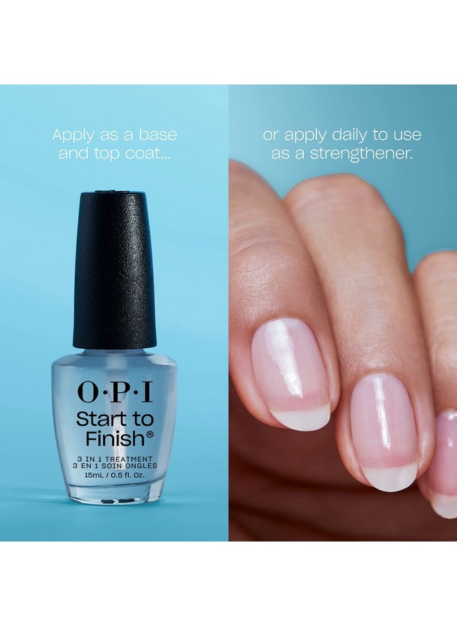 Start To Finish | 3-In-1 Nail Polish Treatment, Base Coat, Top Coat, Nail Strengthener | Vitamin A & E, Vegan Formula