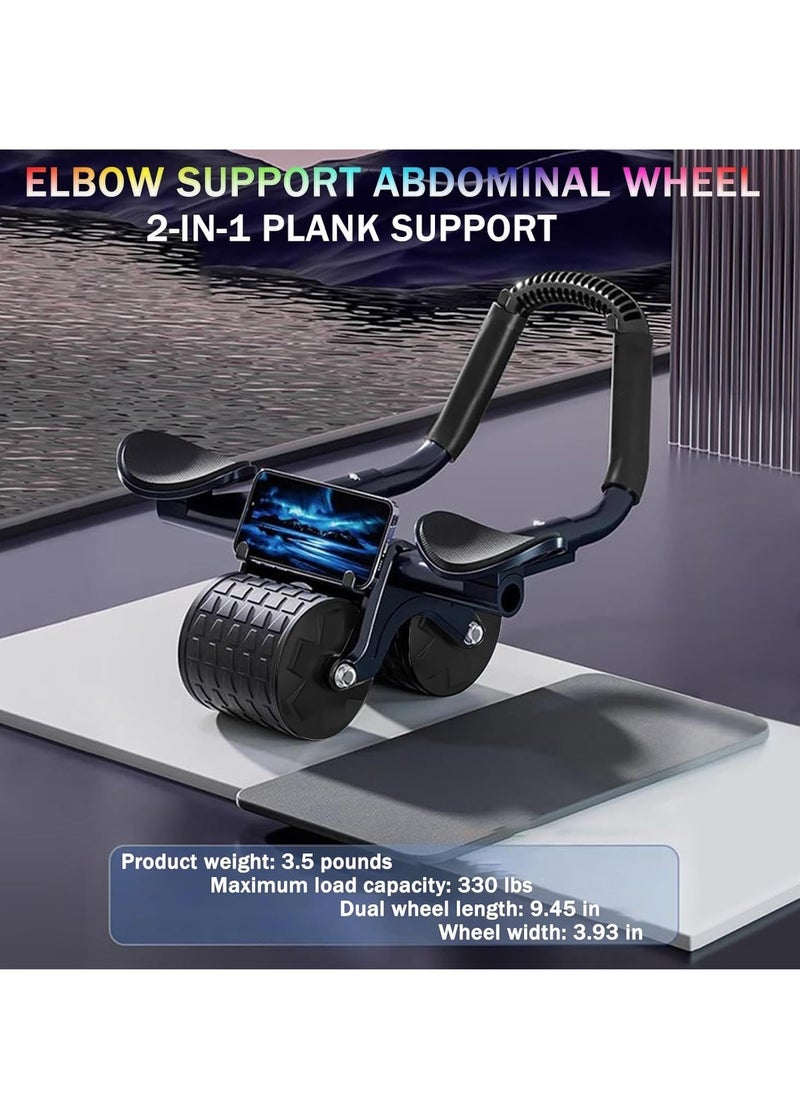 Exercise Wheels Ab Workout Equipment for Abdominal Core Strength Training at Home, with Elbow Support Automatic Rebound and Timer