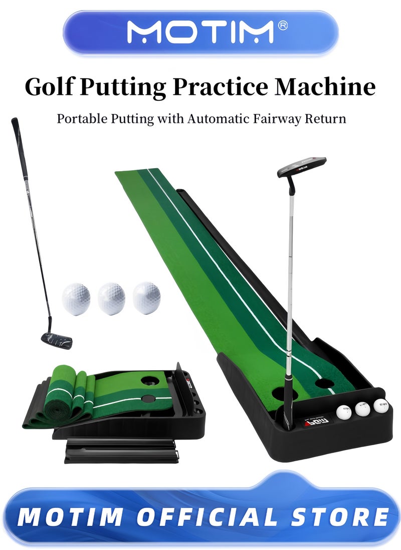 Golf Putting Green with Automatic Fairway Return Portable Putting Mat for Indoor and Outdoor Use