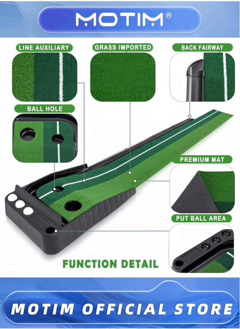 Golf Putting Green with Automatic Fairway Return Portable Putting Mat for Indoor and Outdoor Use