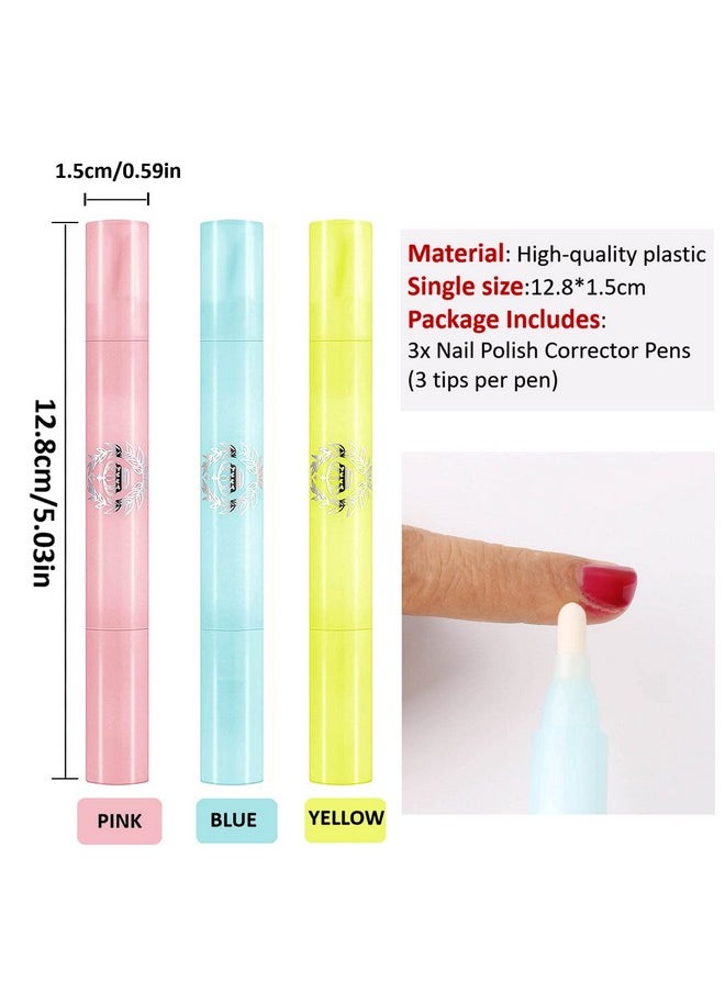 Nail Polish Remover Pen, 3Pcs Nail Polish Corrector Pen Polish Cuticle Clean Up Nail Polish Correction Pen Can Hold Nail Makeup Remover