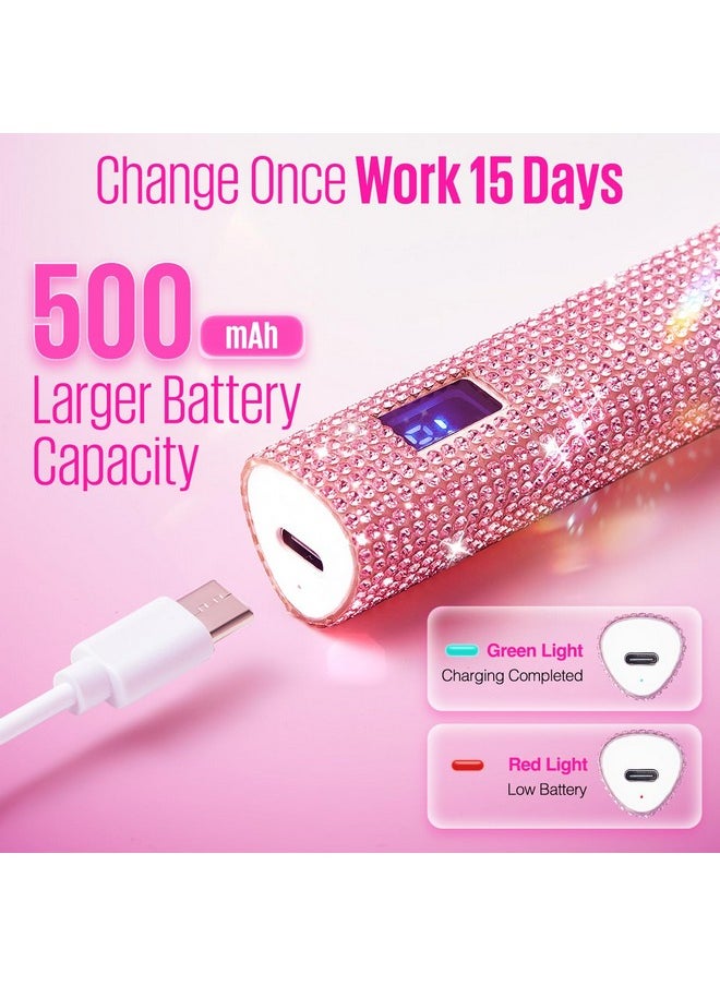 Uv Light For Gel Nails, Pink Glitter Handheld Uv Nail Lamp Visible Timer Touch Screen Led Nail Lamp, Cordless Nail Light For Gel Nail Polish Gel Nail Stickers Strips, Nail Light For Home Salon