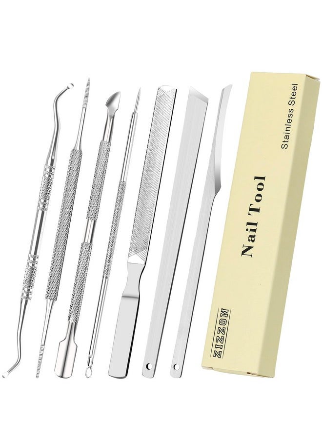 7 Pcs Ingrown Toenail File And Lifters Set, Stainless Steel Ingrown Toenail Removal Kit, Under Nail Cleaner Pedicure Tools