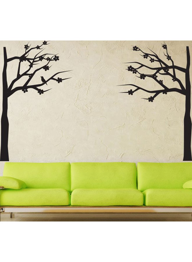 Two Side Cherry Blossoms Wall Decorative Decal Black 70x60cm