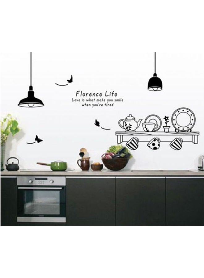 Chandelier Tableware Bowl Dish Cup Wall Sticker Kitchen Tile Sticker Restaurant  Decals Black 60X90cm