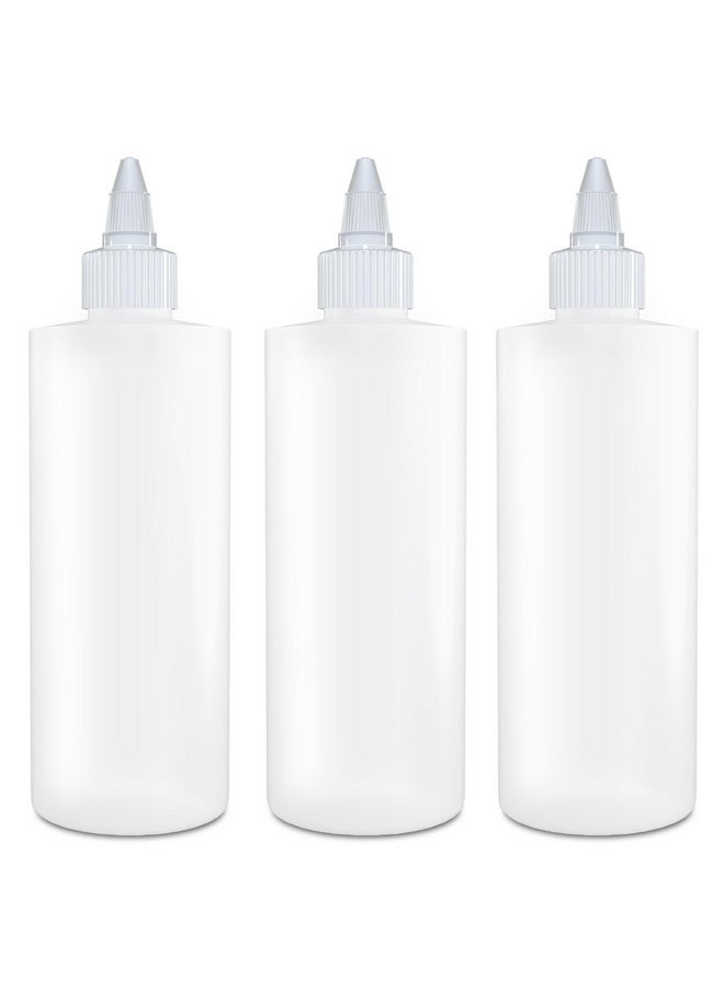 Twist Top Applicator Bottles, Squeeze 8 Oz, Empty Hair Coloring Plastic Bottles, Refillable, Leak Proof - Open/Close Nozzle - Multi Purpose (Pack Of 3)