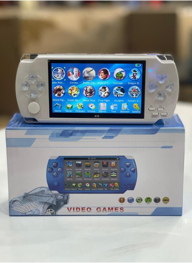 X6 Portable 4.3-Inch Handheld Game Console with 128-bit Video Games, 8GB Storage for Camera, Video, E-book and Gaming Experience (White Color Available)