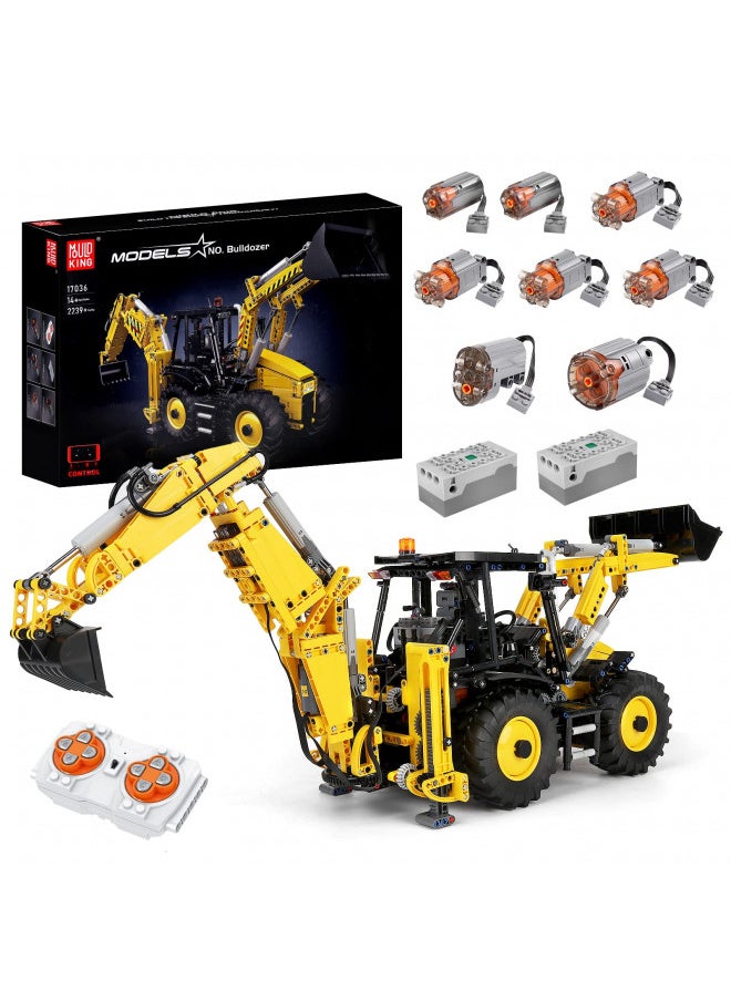 Mould King 17036 Excavator and Bulldozer 2 in 1, RC Bulldozer Building Set for Boys, APP Remote Control Truck Construction Vehicles Model with Motors, Gift Toy for Kids, 2239 Pieces