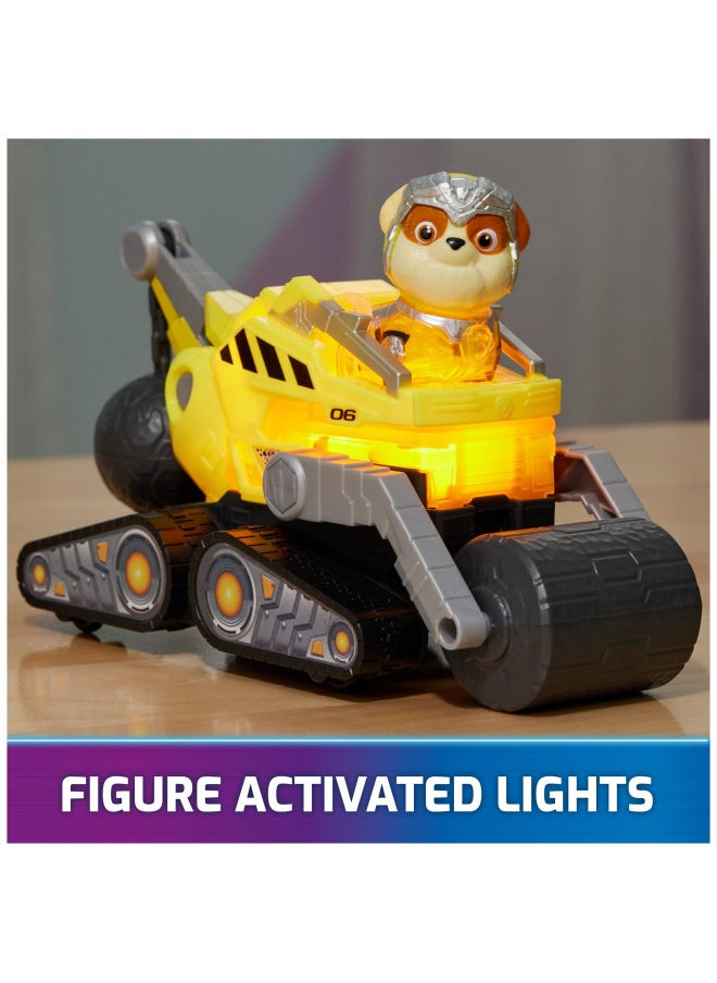 Paw Patrol: The Mighty Movie, Construction Toy Truck with Rubble Mighty Pups Action Figure, Lights and Sounds, Kids Toys for Boys & Girls 3+