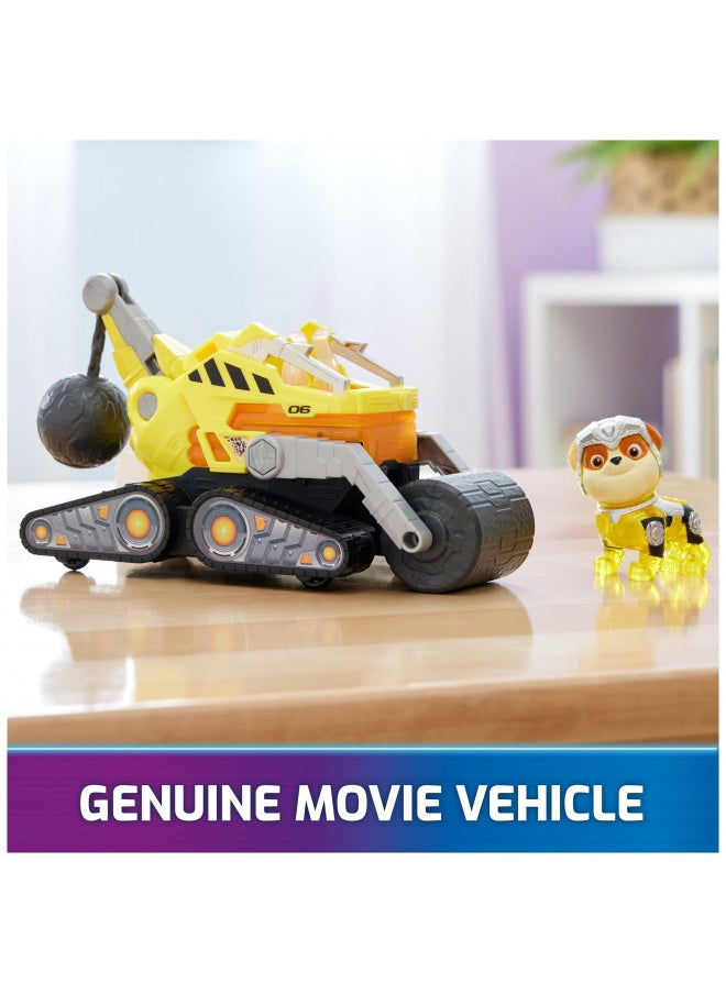 Paw Patrol: The Mighty Movie, Construction Toy Truck with Rubble Mighty Pups Action Figure, Lights and Sounds, Kids Toys for Boys & Girls 3+