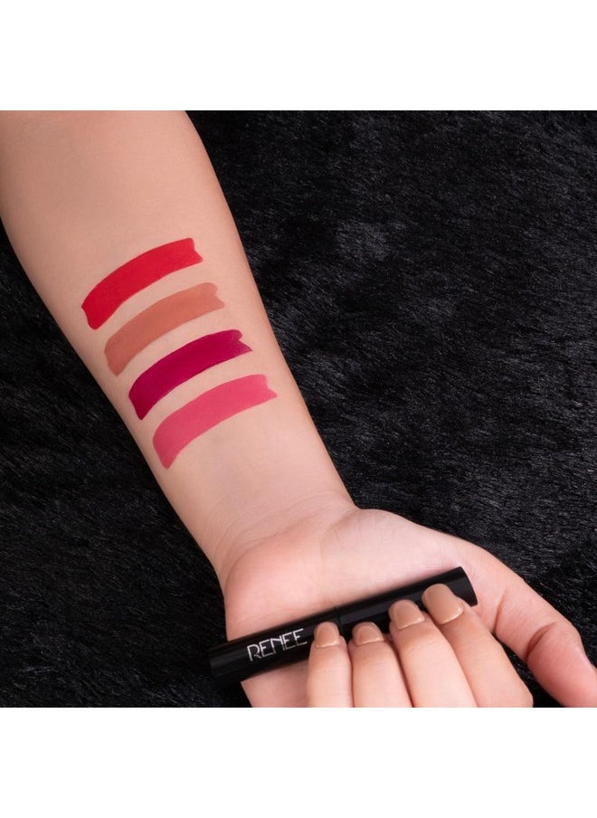 Very Matte - Pack Of 4 Matte Lipsticks | Intense Color Pay Off, Full Coverage Long Lasting Weightless Velvety Formula