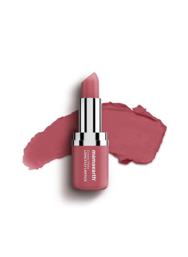 Creamy Matte Long Stay Lipstick With Murumuru Butter And Vitamin E For 8-Hour Long Stay (Flakeproof & Non-Drying | Intense Color Payoff) - 4.2G (Rose Nude)