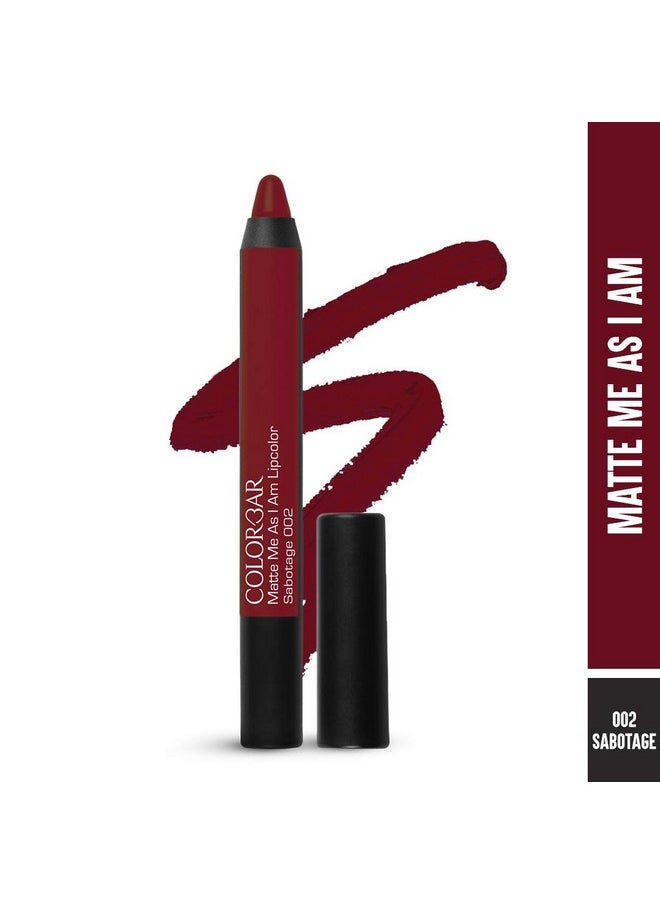 Matte Me As I Am Lipcolor-Sabotage, Red, 2.8 G | Moisturize And Condition Lips| Long Lasting| Waterproof And Smudge-Proof