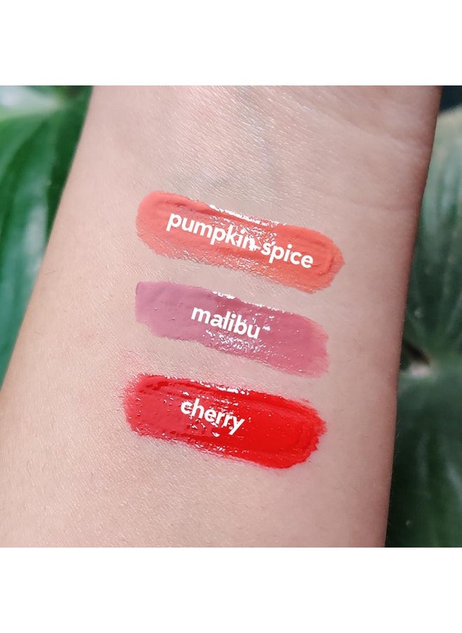 Lip Kit Glossy Finish, Lip Oil Gloss Minis Sunrise,Hydrating, Non Sticky & Non Drying Formula,Long Lasting Moisturizing Effect (Pack Of 3) - Malibu, Pumpkin Spice And Cherry Shades