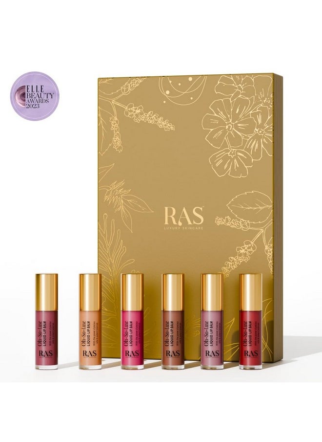 Tinted Lip Balm Gift Set For Women | 6 Mini Shades For Luscious Lips & Cheeks | Nourishing Formula With Shea Butter & Jojoba Oil | Natural Vegan & Cruelty-Free | Perfect Diwali Gifting