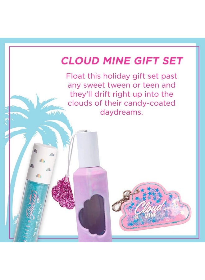 Cloud Mine Lip Gloss & Rollerball Perfume Gift Set - Makeup For Kids, Tweens, Teens - Light Shimmer & Sweet Scent, Made In The Usa