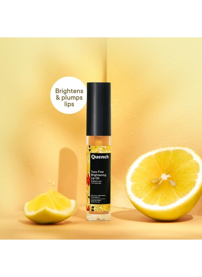 Quench Brightening Korean Lip Oil With Yuzu Vitamin C (Transparent) | Reduces Lip Pigmentation & Lightens Dark Lips | Non-Sticky, Non-Greasy Lip Balm | Made In Korea (5Ml)